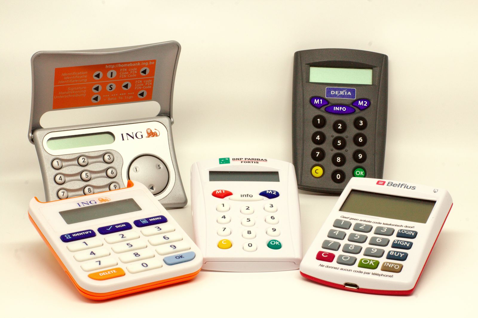 Several bank-issued card readers and security token devices