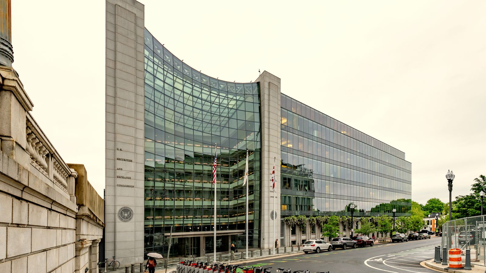 The curved glass headquarters of the US Securities and Exchange Commission in Washington, DC